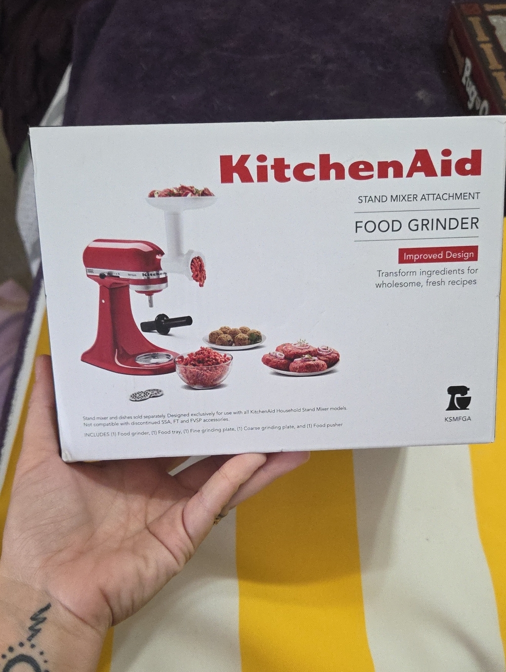 KitchenAid KSMFGA Food Grinder Attachment for Stand Mixer White NEW IN BOX